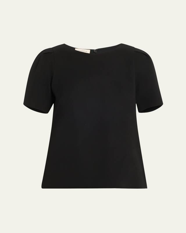 Puff-Sleeve Crepe Blous